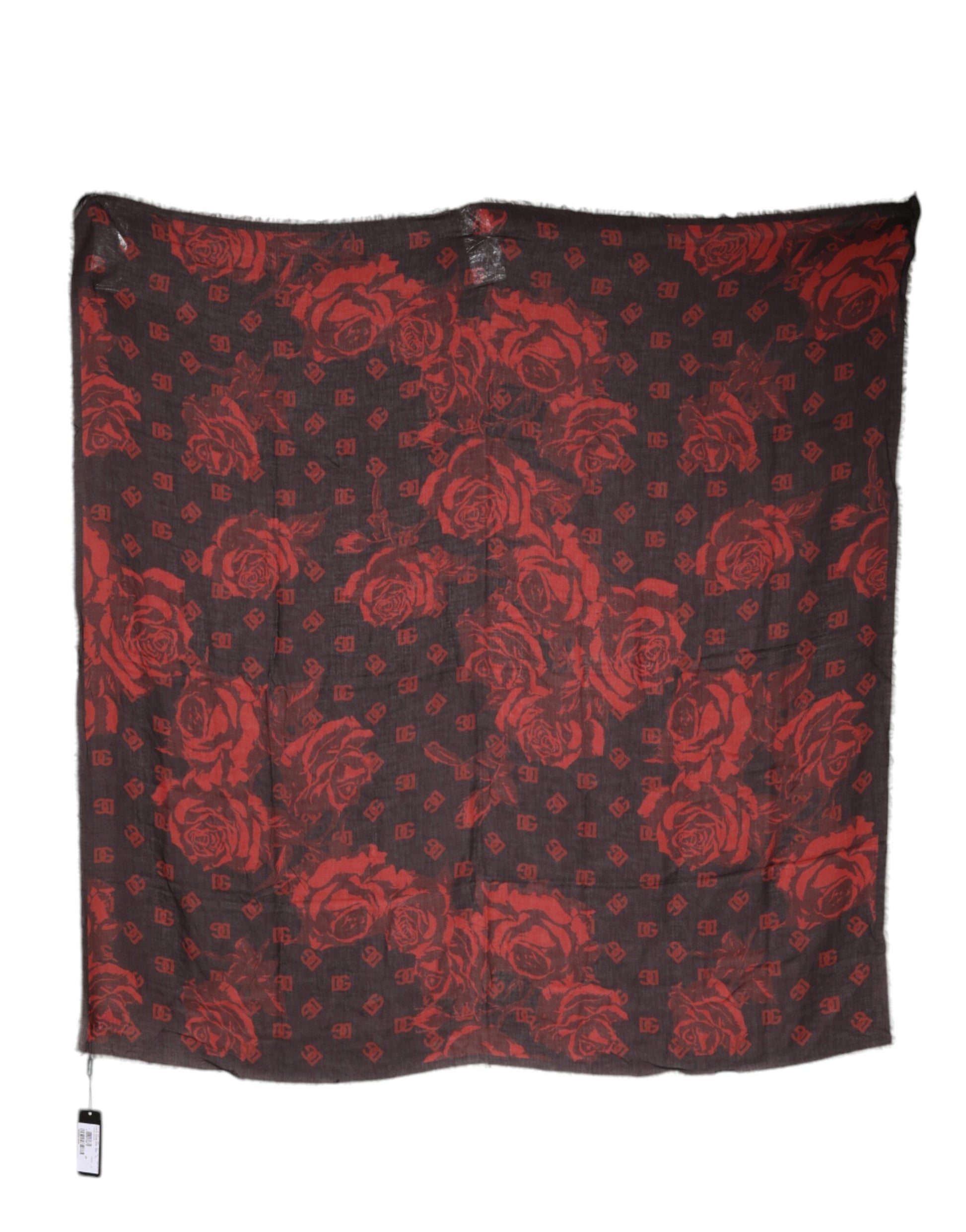 Dolce & Gabbana Black Red Floral Modal Wrap Shawl Scarf by Dolce & Gabbana