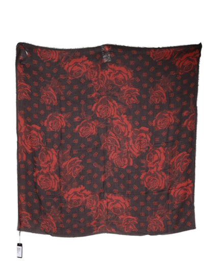 Dolce & Gabbana Black Red Floral Modal Wrap Shawl Scarf by Dolce & Gabbana