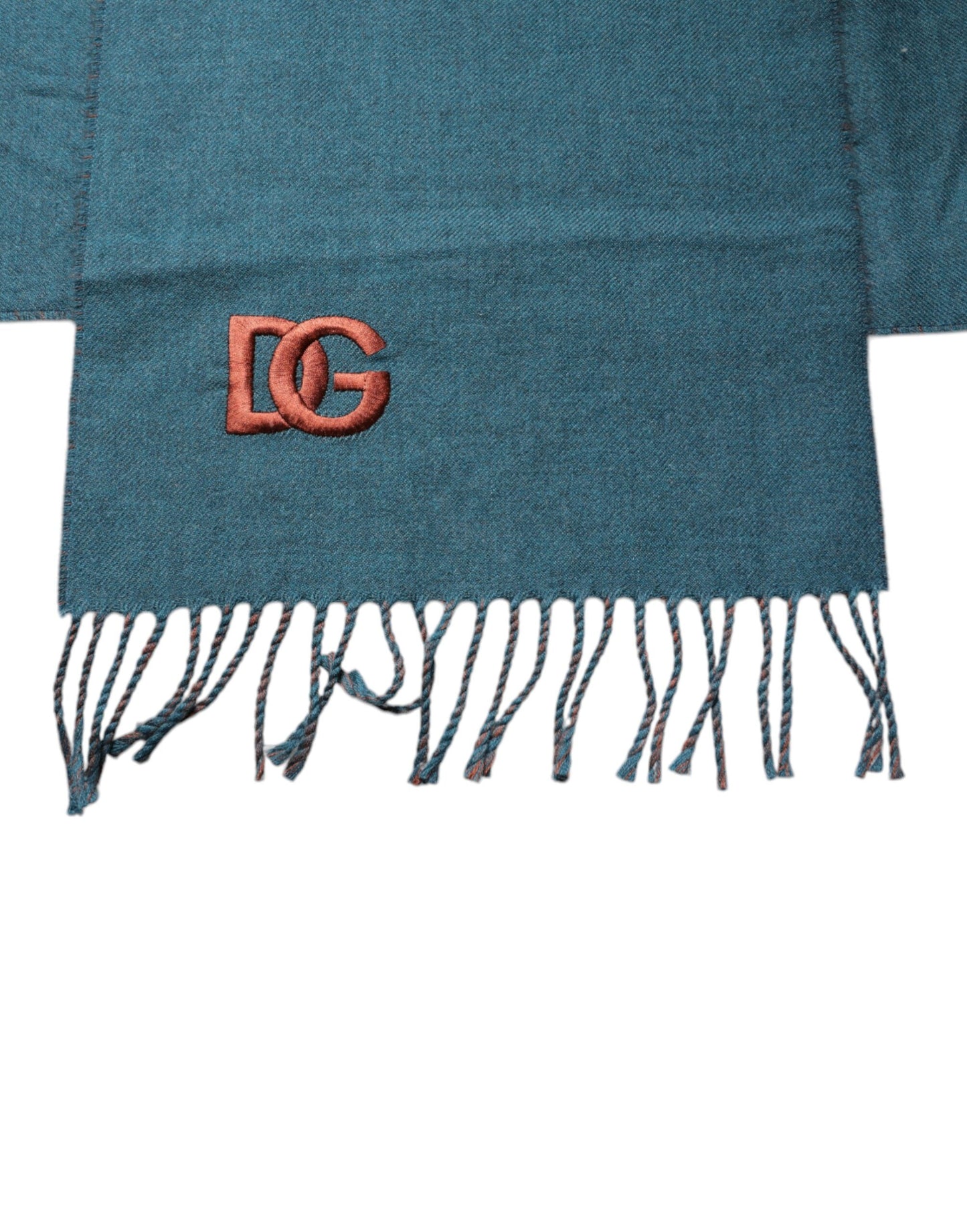 Dolce & Gabbana Blue Green Wool Fringes Wrap Shawl Scarf by Dolce & Gabbana