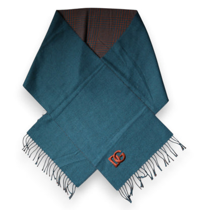 Dolce & Gabbana Blue Green Wool Fringes Wrap Shawl Scarf by Dolce & Gabbana