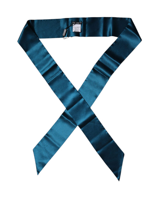 Dolce & Gabbana Dark Green Satin Silk Skinny Foulard Scarf by Dolce & Gabbana