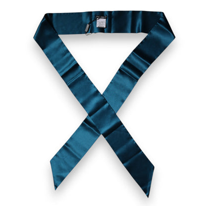 Dolce & Gabbana Dark Green Satin Silk Skinny Foulard Scarf by Dolce & Gabbana