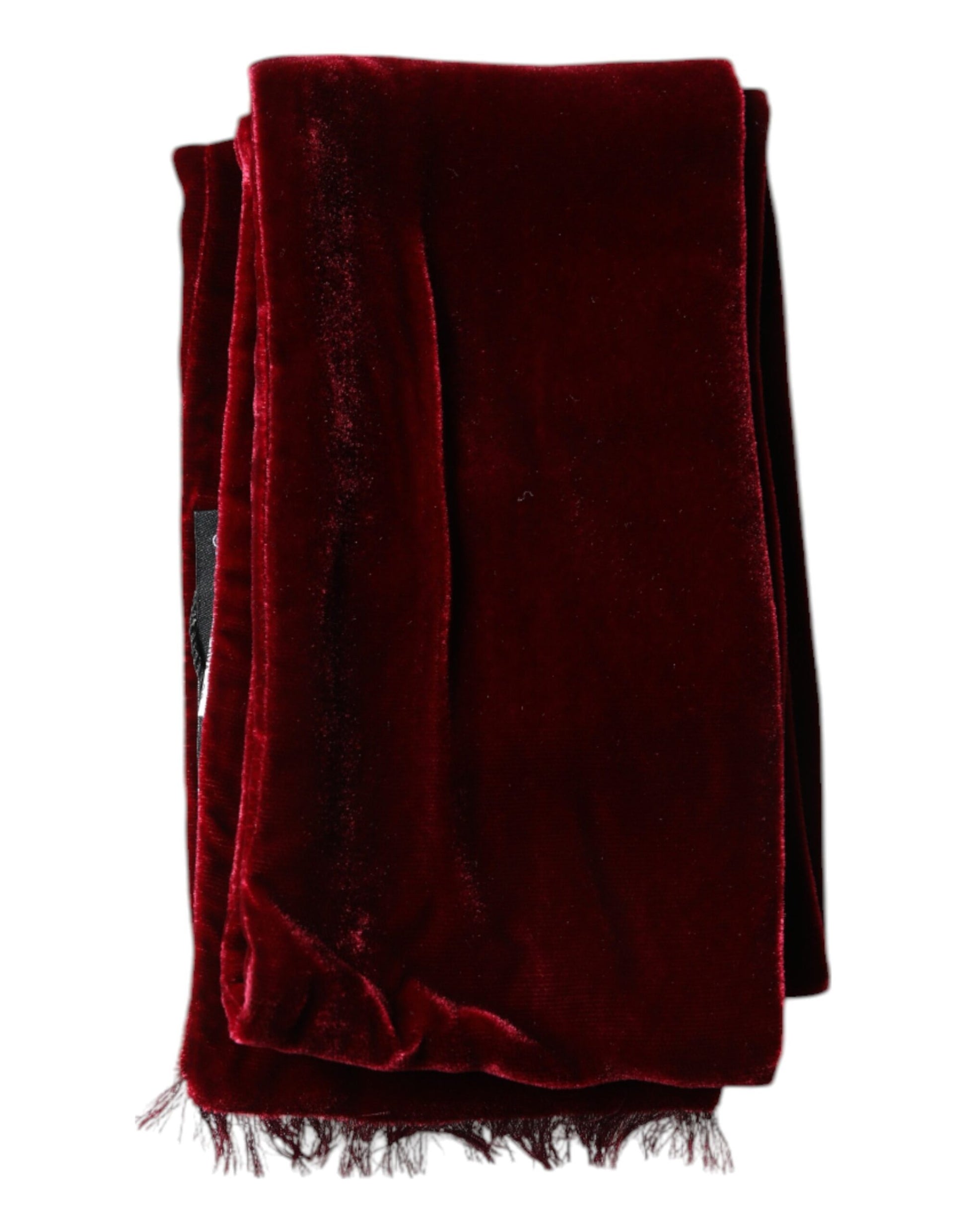 Dolce & Gabbana Maroon Silk Fringes Skinny Neck Wrap Scarf by Dolce & Gabbana