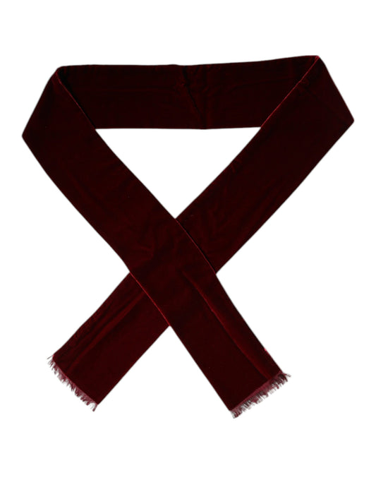 Dolce & Gabbana Maroon Silk Fringes Skinny Neck Wrap Scarf by Dolce & Gabbana