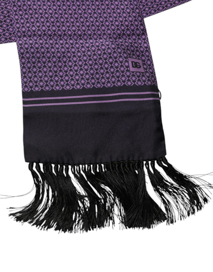 Dolce & Gabbana Purple Fantasy Silk Fringes Neck Wrap Scarf by Dolce & Gabbana