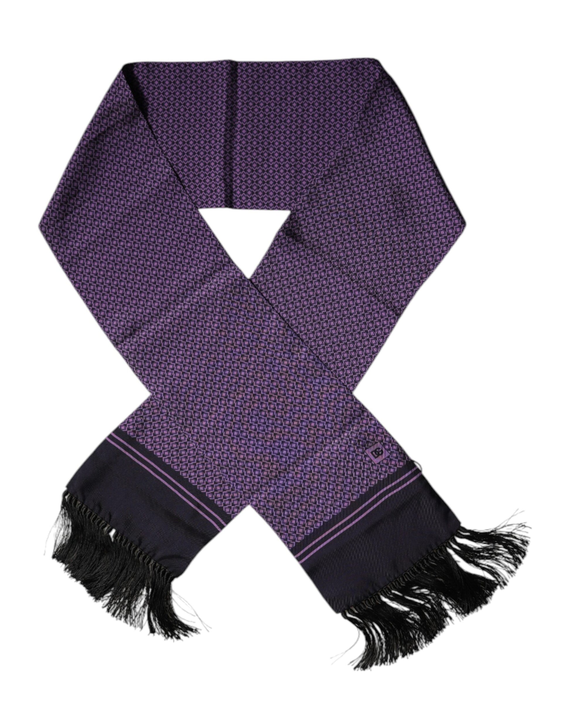 Dolce & Gabbana Purple Fantasy Silk Fringes Neck Wrap Scarf by Dolce & Gabbana