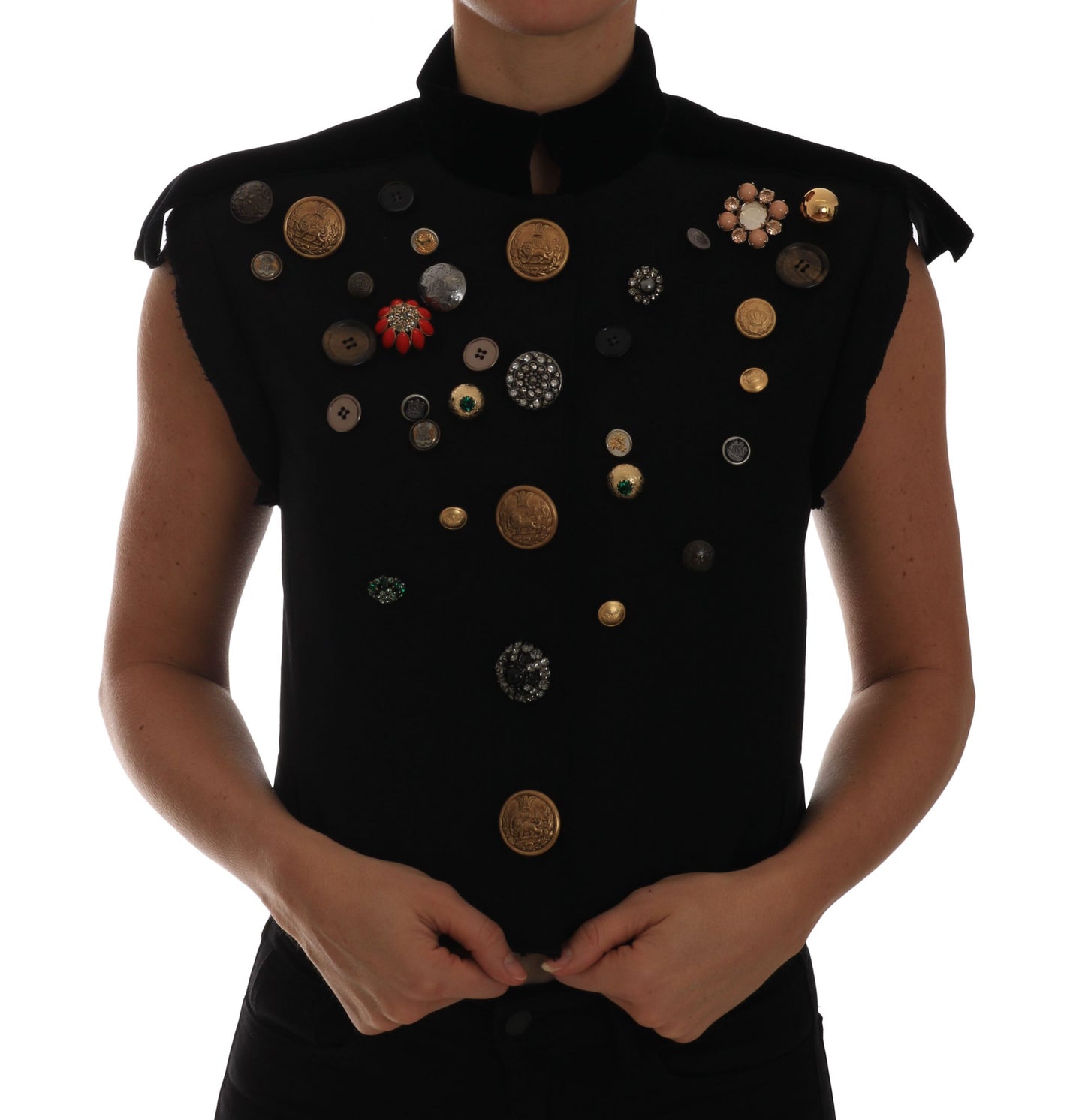 Gilet style militaire noir orné Dolce &amp; Gabbana