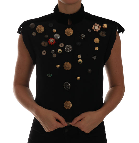 Gilet style militaire noir orné Dolce &amp; Gabbana