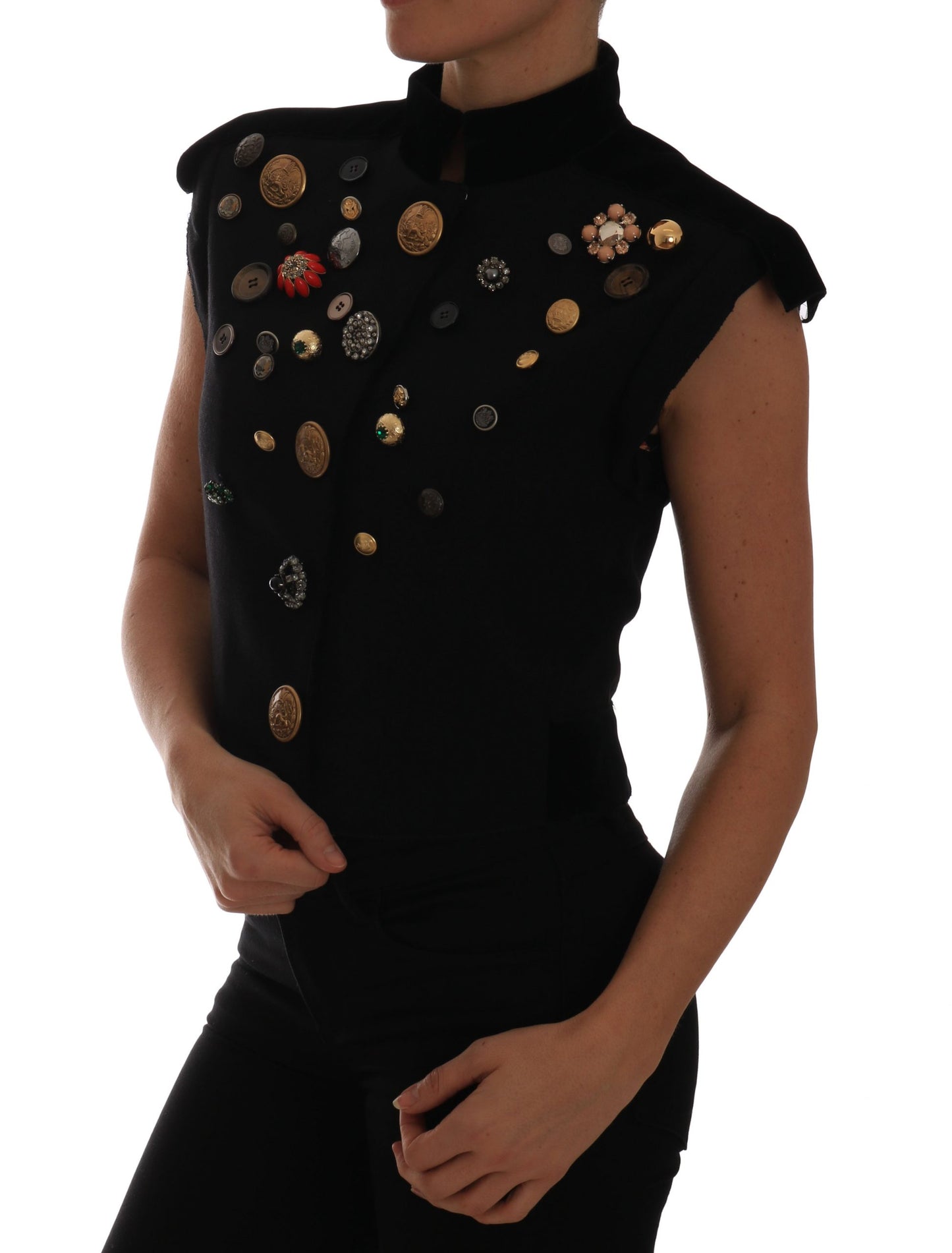Gilet style militaire noir orné Dolce &amp; Gabbana