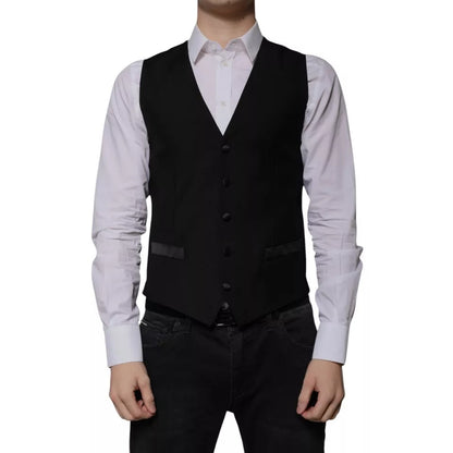 Gilet de costume en laine noire Dolce &amp; Gabbana pour homme