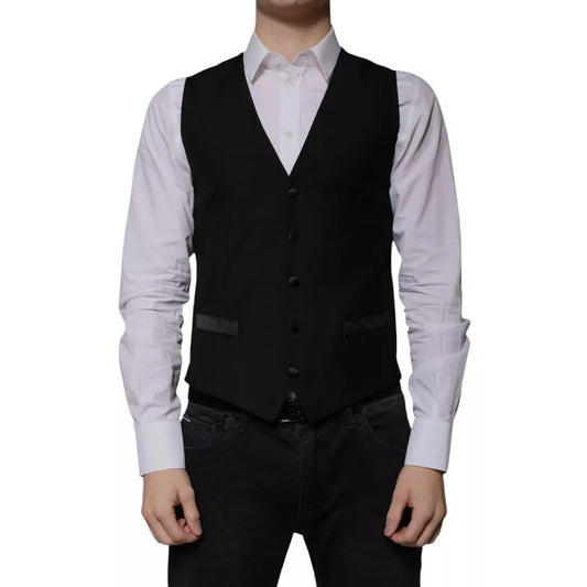 Gilet de costume en laine noire Dolce &amp; Gabbana pour homme