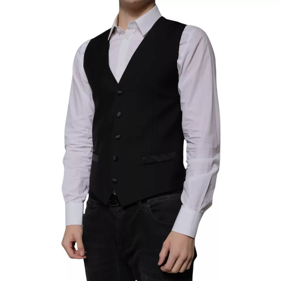 Gilet de costume en laine noire Dolce &amp; Gabbana pour homme