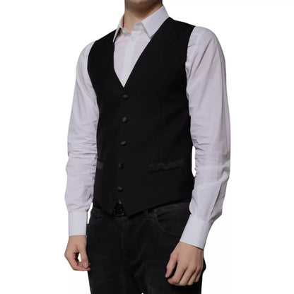 Gilet de costume en laine noire Dolce &amp; Gabbana pour homme