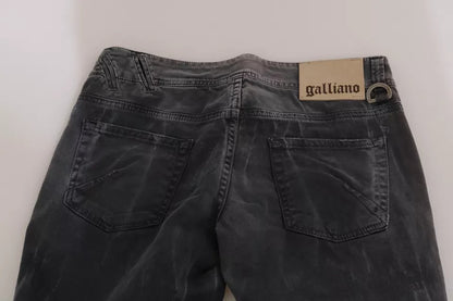 John Galliano Grey Washed Low Waist Zipper Side Skinny Denim Jeans by John Galliano