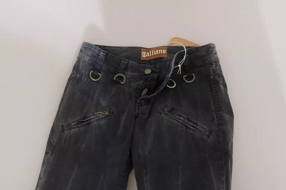 John Galliano Grey Washed Low Waist Zipper Side Skinny Denim Jeans by John Galliano