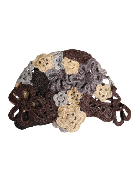Bonnet en crochet de soie à fleurs multicolores Dolce &amp; Gabbana