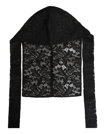 Dolce &amp; Gabbana Black Floral Lace Whole Head Wrap Hat