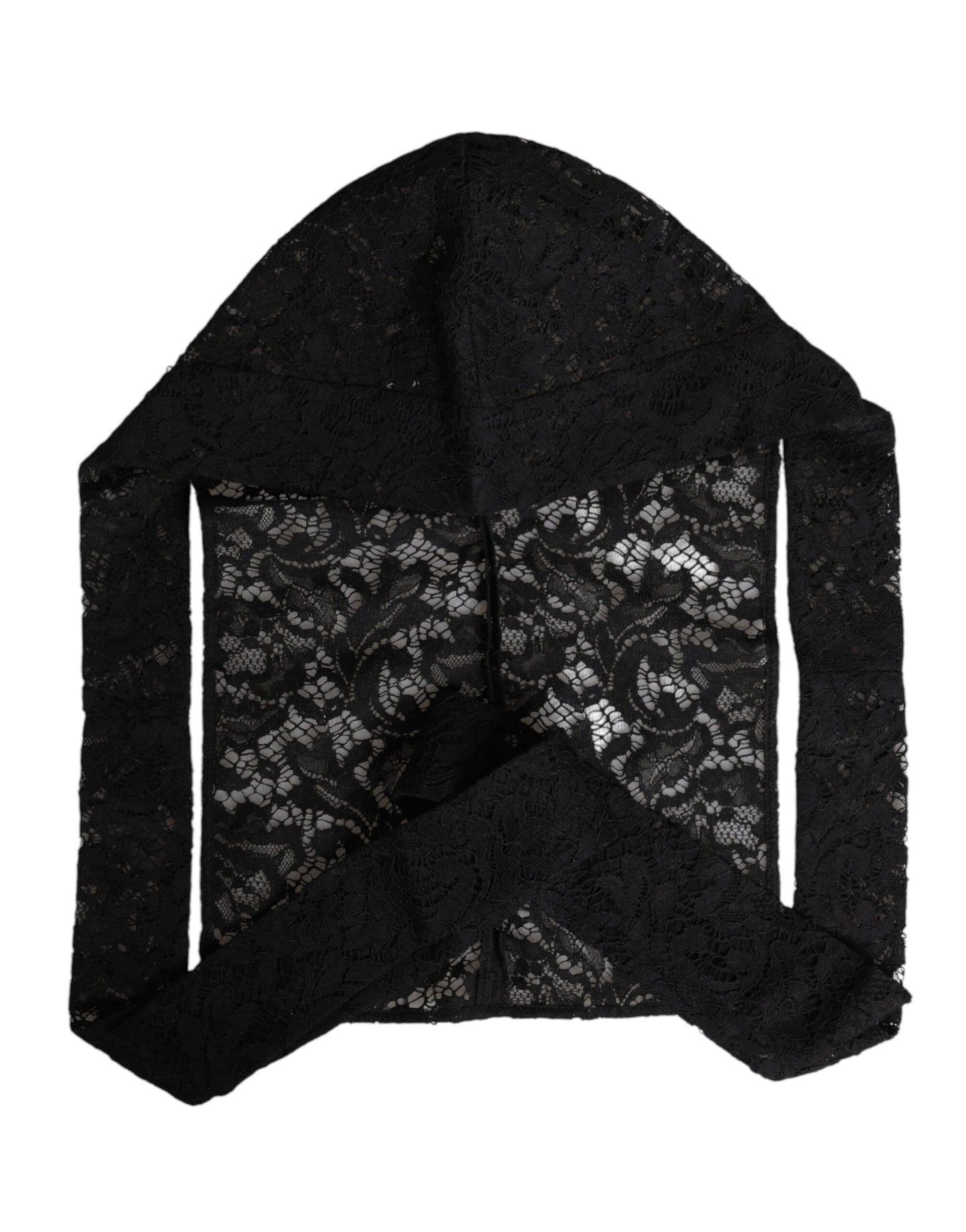 Dolce &amp; Gabbana Black Floral Lace Whole Head Wrap Hat