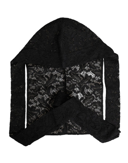 Dolce &amp; Gabbana Black Floral Lace Whole Head Wrap Hat