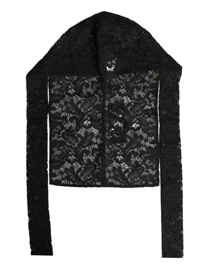 Dolce &amp; Gabbana Black Floral Lace Whole Head Wrap Hat
