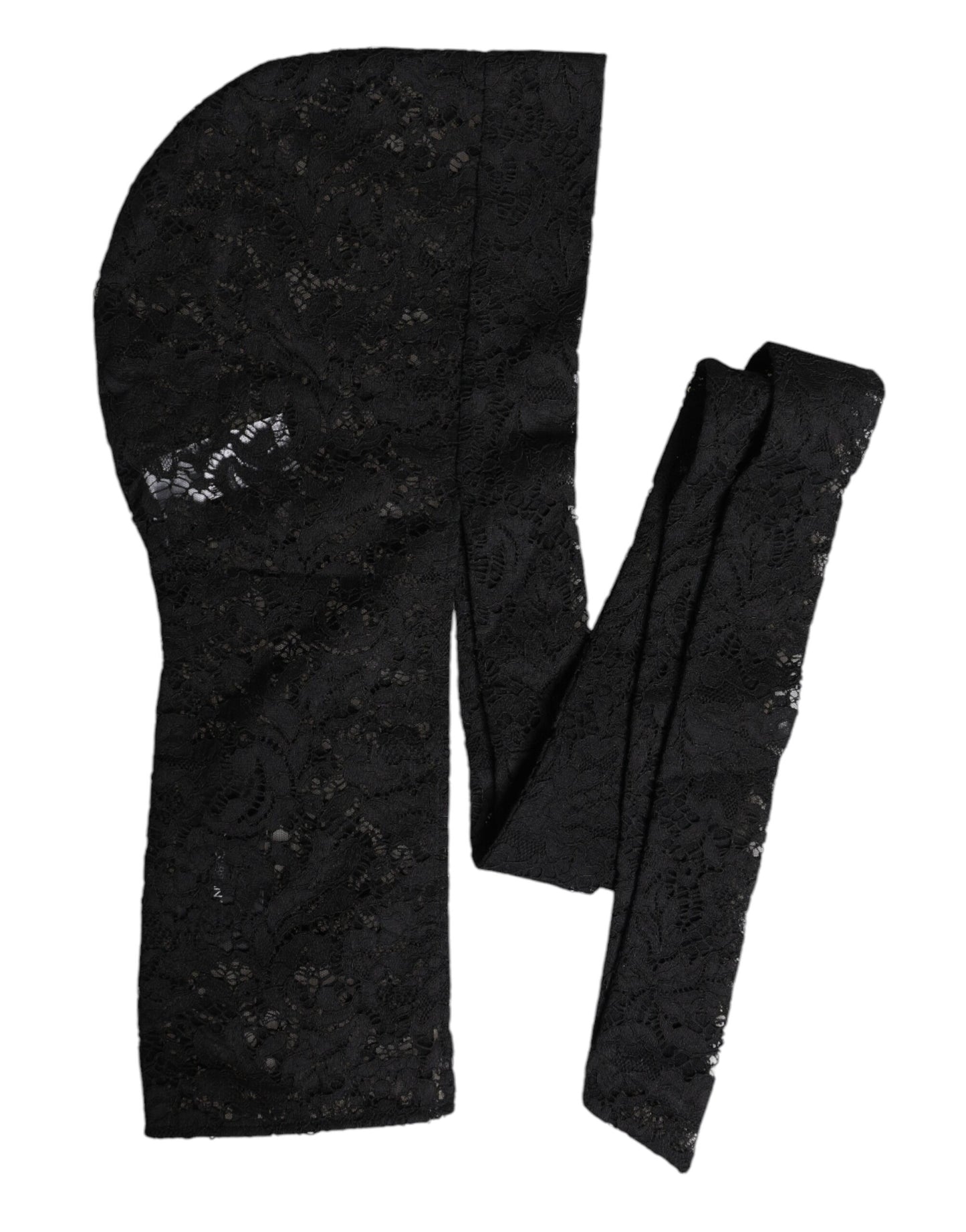Dolce &amp; Gabbana Black Floral Lace Whole Head Wrap Hat