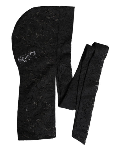 Dolce &amp; Gabbana Black Floral Lace Whole Head Wrap Hat