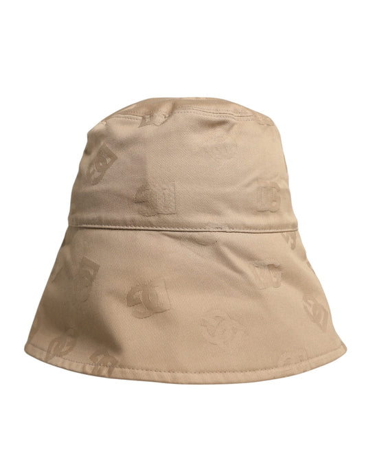 Dolce &amp; Gabbana Beige Logo Monogram Cotton Bucket Cap