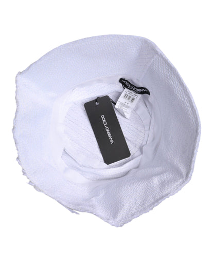 Dolce &amp; Gabbana White Polyester Wide Brim Bucket Hat