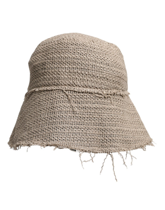 Dolce &amp; Gabbana Beige Linen Wide Brim Bucket Hat