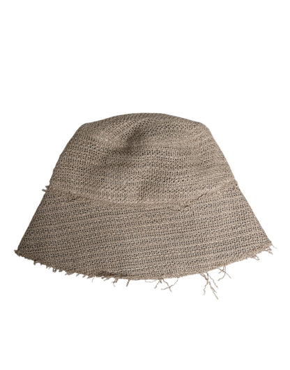 Dolce &amp; Gabbana Beige Linen Wide Brim Bucket Hat