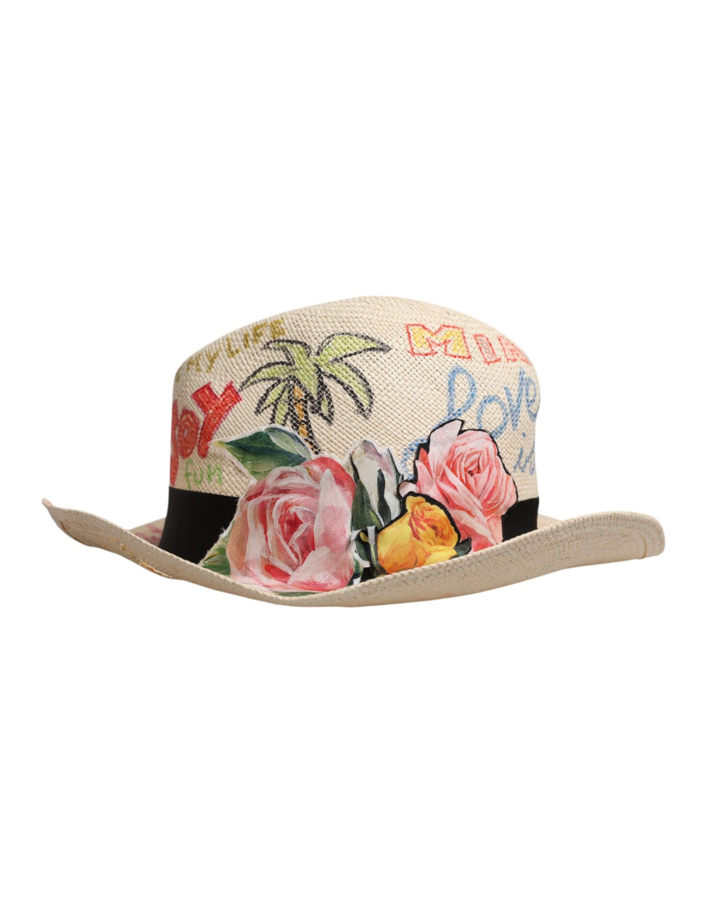 Dolce &amp; Gabbana Multicolor Floral Women Fedora Wide Brim Hat
