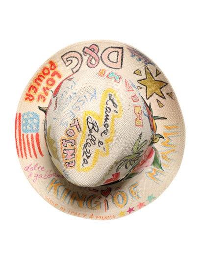 Dolce &amp; Gabbana Multicolor Floral Women Fedora Wide Brim Hat