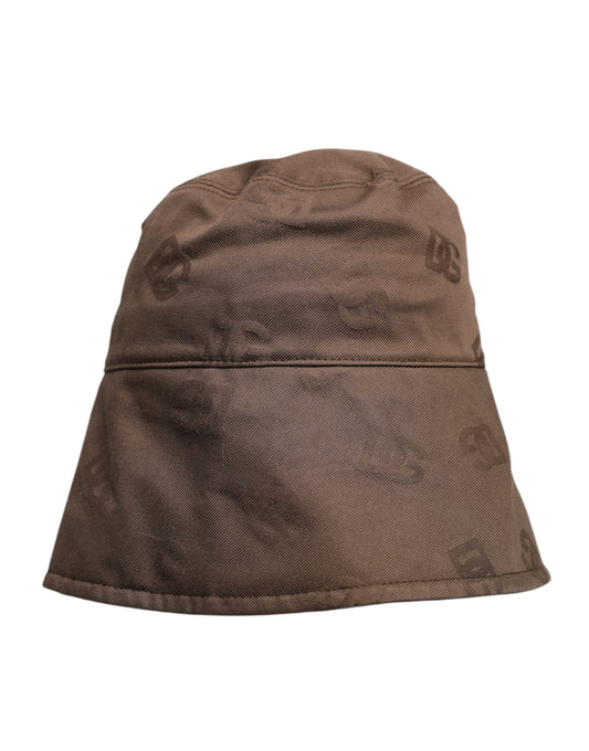 Dolce &amp; Gabbana Brown Logo Monogram Cotton Bucket Cap