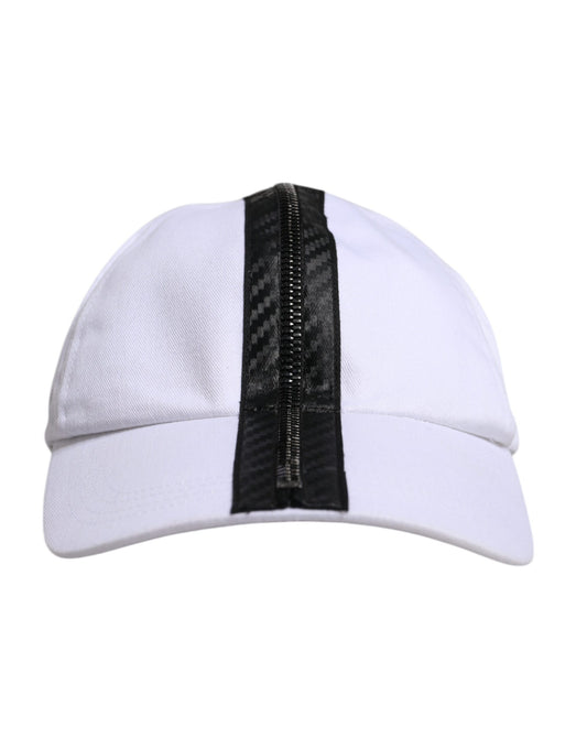 Casquette de baseball zippée en coton blanc et noir Dolce &amp; Gabbana
