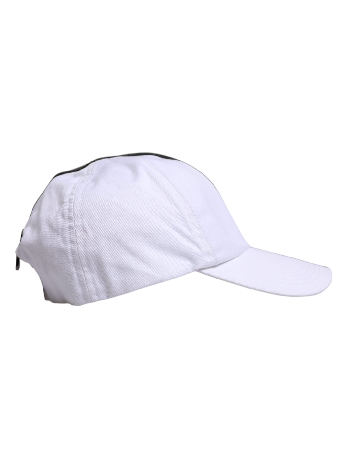 Dolce &amp; Gabbana White Black Cotton Zip Baseball Cap