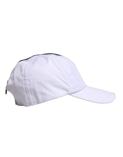 Dolce &amp; Gabbana White Black Cotton Zip Baseball Cap