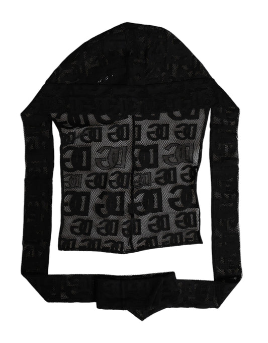 Dolce &amp; Gabbana Black Logo Mesh Whole Head Wrap Hat