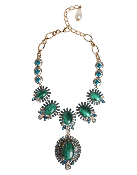 Collier Dolce &amp; Gabbana en laiton doré et cristal ovale Pietre