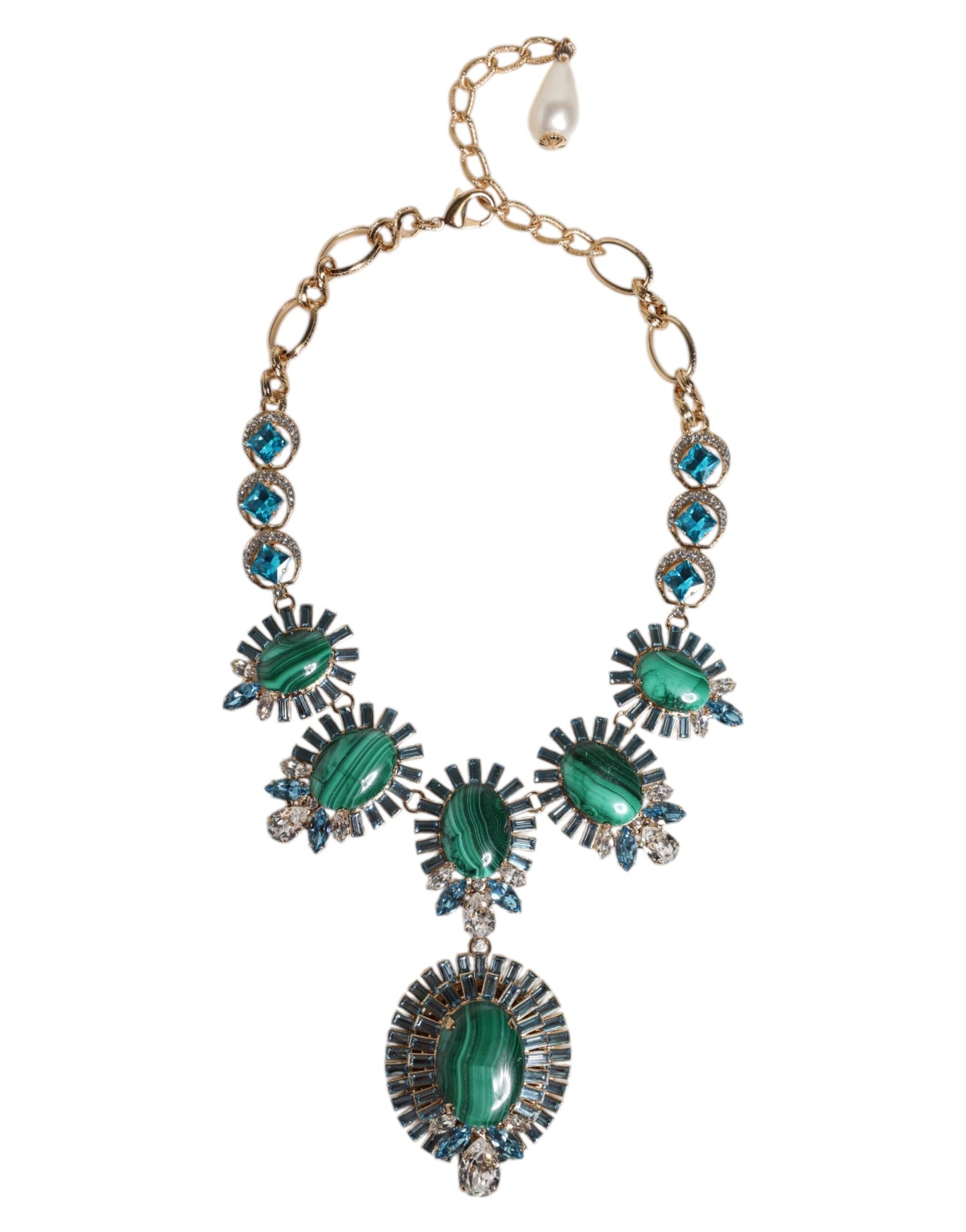 Collier Dolce &amp; Gabbana en laiton doré et cristal ovale Pietre