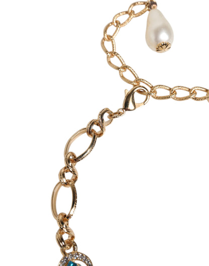 Collier Dolce &amp; Gabbana en laiton doré et cristal ovale Pietre