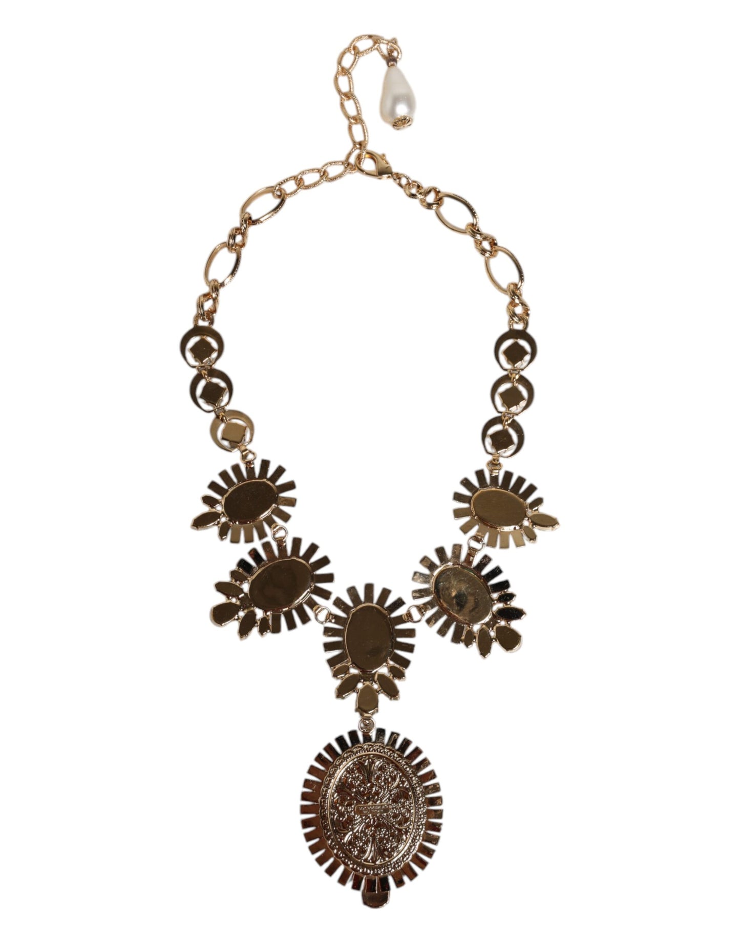Collier Dolce &amp; Gabbana en laiton doré et cristal ovale Pietre