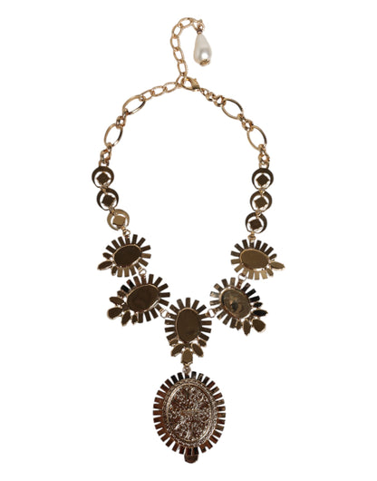 Collier Dolce &amp; Gabbana en laiton doré et cristal ovale Pietre