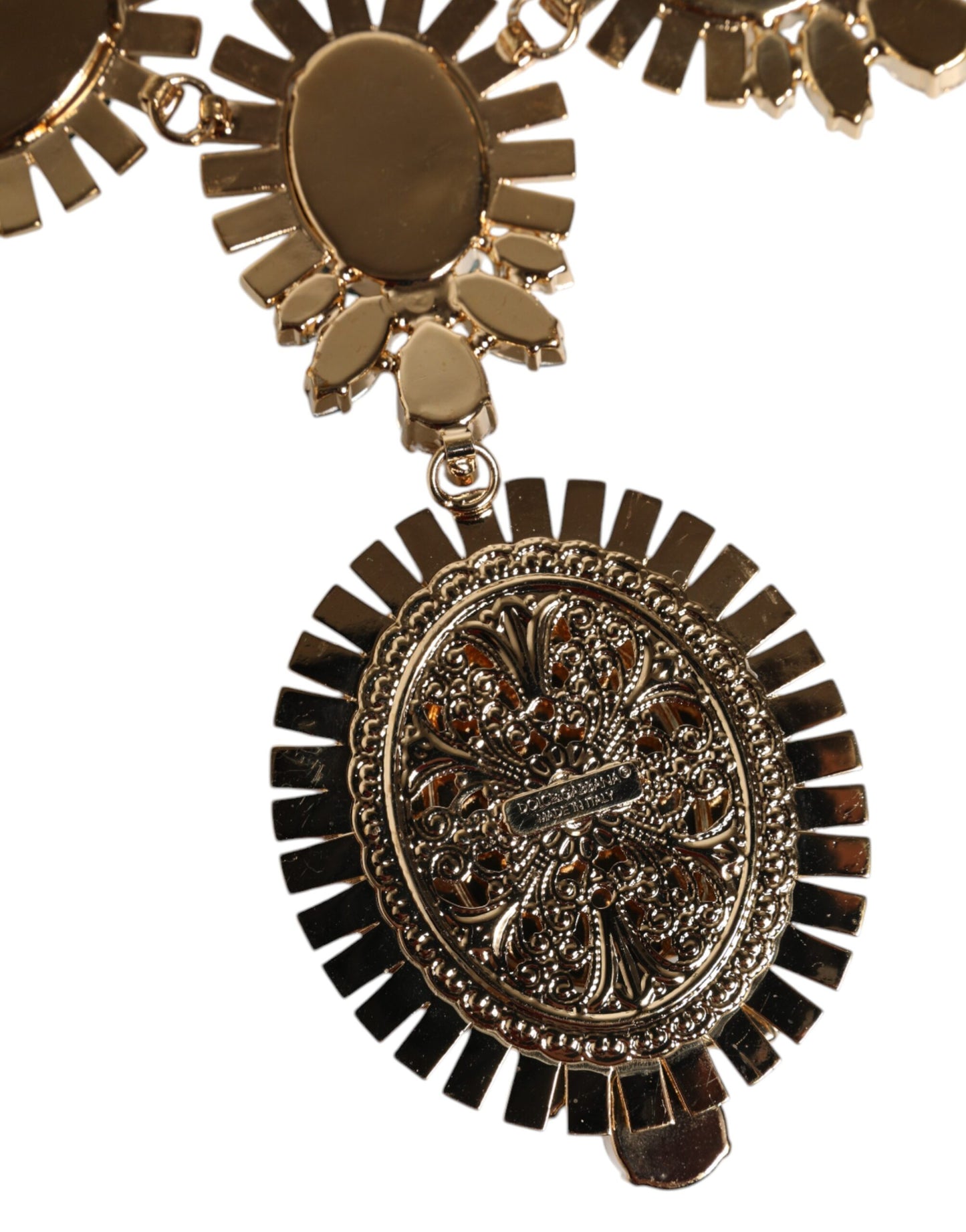Collier Dolce &amp; Gabbana en laiton doré et cristal ovale Pietre