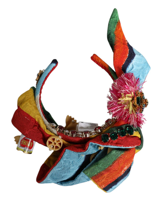 Bandeau diadème Dolce &amp; Gabbana à fleurs multicolores orné de cristaux