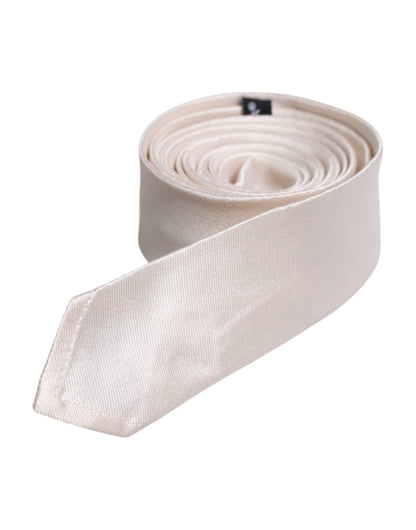 Cravate ajustable en soie unie blanche Dolce &amp; Gabbana