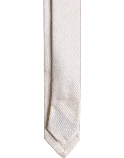 Cravate ajustable en soie unie blanche Dolce &amp; Gabbana
