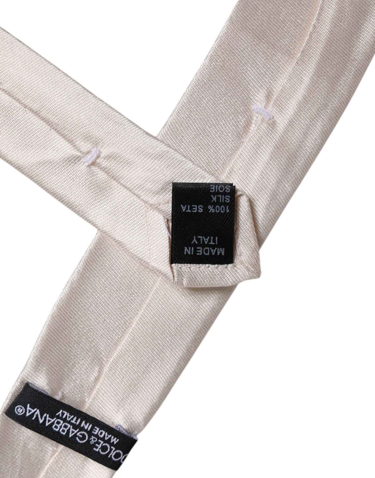 Cravate ajustable en soie unie blanche Dolce &amp; Gabbana