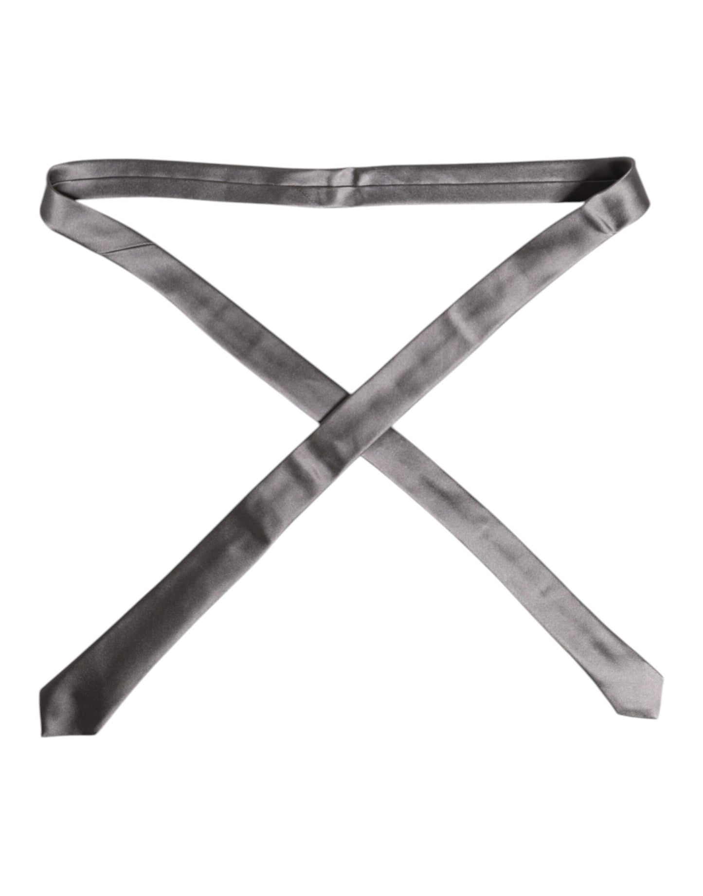 Dolce &amp; Gabbana Metallic Silver Silk Adjustable Necktie Tie