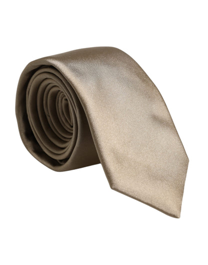 Dolce &amp; Gabbana Beige Solid Silk Adjustable Necktie Tie