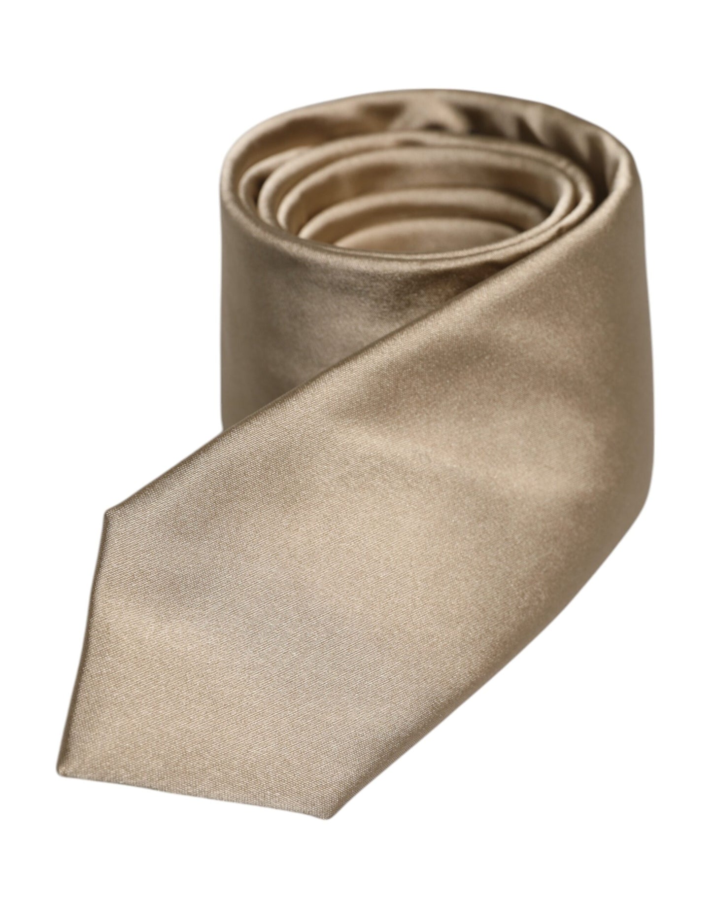 Dolce &amp; Gabbana Beige Solid Silk Adjustable Necktie Tie
